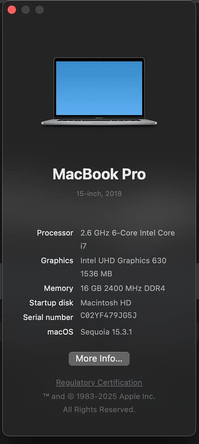 Mac Book 2018 15” 512GB