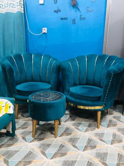 2 sofa chair and one stool