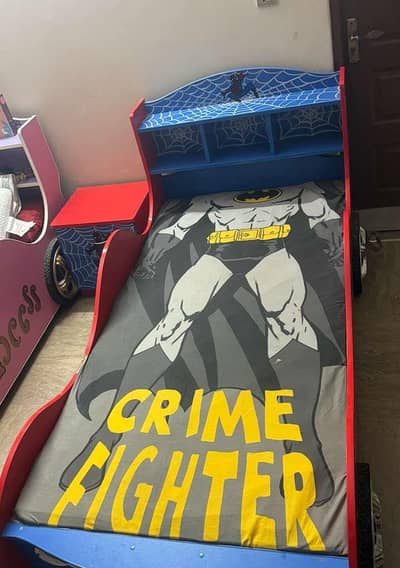 Kids Spider-Man Car Bed + Side Table + NEW MoltyFoam Mattress