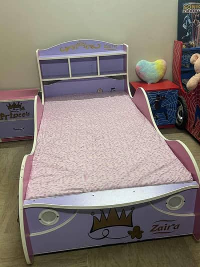 Kids Pink Princess Car Bed + NEW MoltyFoam Mattress