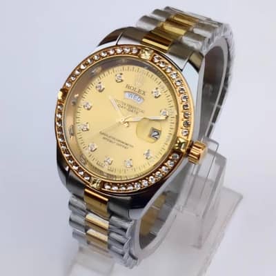ROLEX Men's Classic Stones Stainless Steel wrist watch