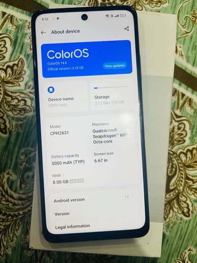 Oppo A60 10|10 full .  Full lush condition