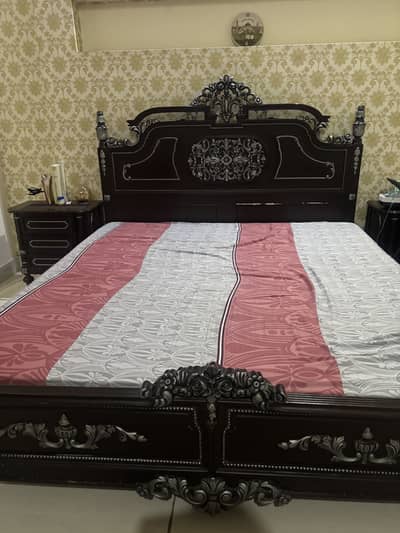 Bed and 2 Side Tables For Sale