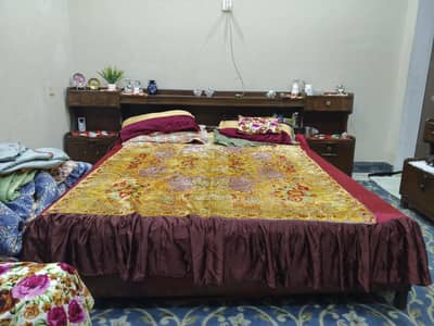 Elegant Bed with dressing and side table set
