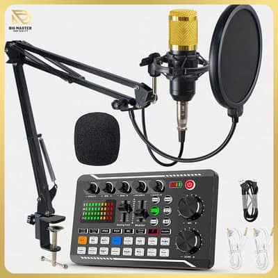 Facmogu Podcast Equipment Bundle, F998 Live Sound Card With BM800 Reco