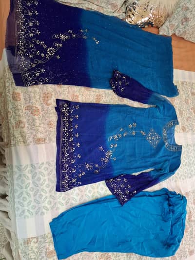 3 piece small size heavy mukkaish work dress.