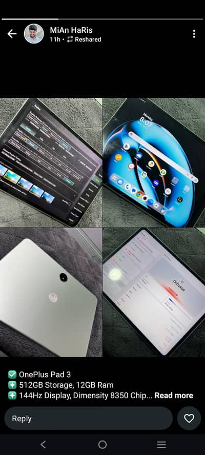 one plus tab gemming 90 fps 512Gb with box