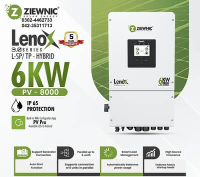 Ziewnic 6KW Hybrid Solar Inverter IP65 (PV8000) -5years warranty
