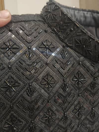 Sherwani For Groom Classic Black Premium Cutdana Word