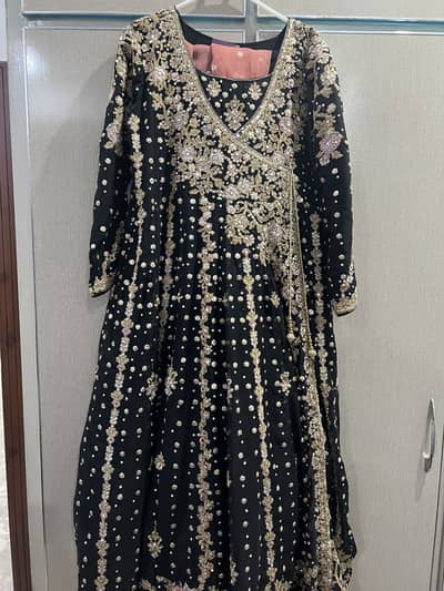 Haseens black maxi Fully embroidered front and back side