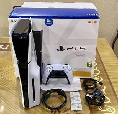 PS5 slim disc edition with ps5 fifa23 and ps4 godofwar4 and headphones