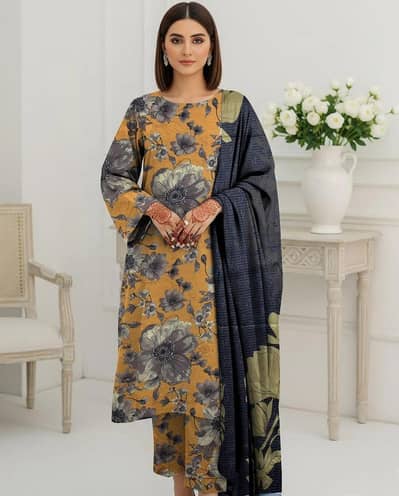 3pcs woman's unstitched digital printed suit