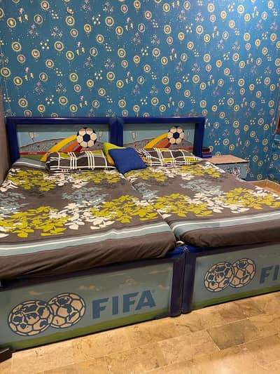 2 Single Kids bed with wardrobe