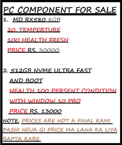 GAMING PC ALL COMPONENTS ARE AVIL FOR SALE