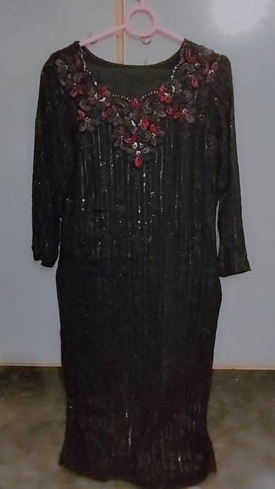 chiffon dress jet black color 3 piece