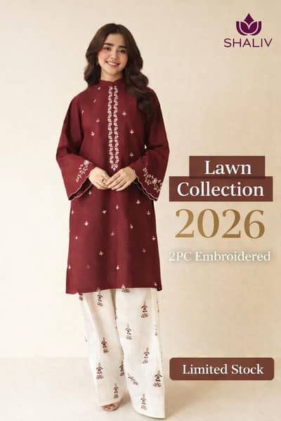 SHALIV Summer Lawn Collection 2026 – 2PC Embroidered Unstitched Suit