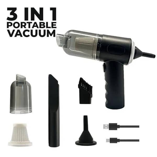 3 In 1 Portable Vacuum Cleaner Duster Blower | Air Pump Wireless Hand-held Cleaning For Car Home.