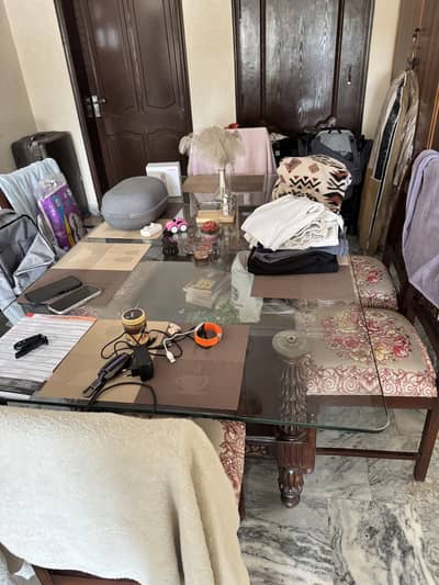 6 chairs dinning table solid wood