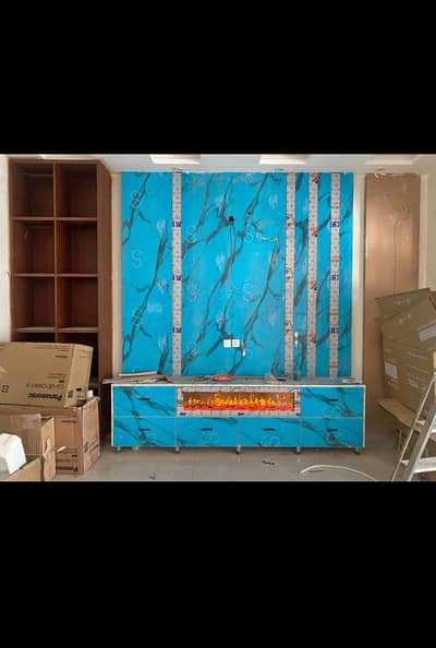 Fire place home decoration -  fireplace tv unit - media wall