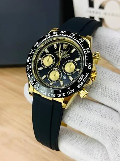Luxury Chronograph Watch Golden Black