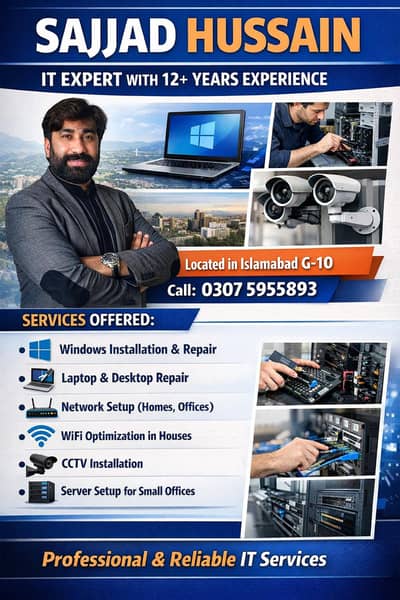 Windows Installation, Laptop Repair & Network Setup – Islamabad