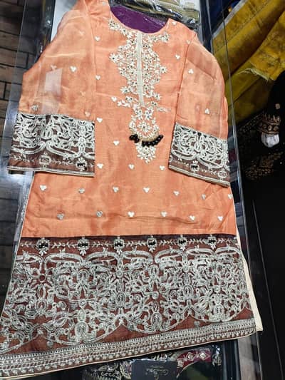 Organza 3 piece ready to wear fancy suit