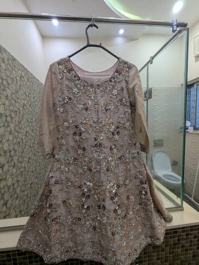 Tea pink color modern style peplum dress