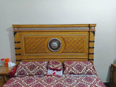 Elegant Bed with dressing and side table set