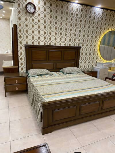 Double bed/Shesham wooden bed/Bed set/bed dressing/Bedroom furniture