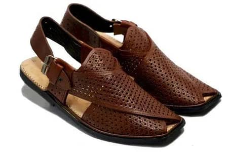 Jali Design-Slim  Leather Peshawari Chappal free delivery cash deliver