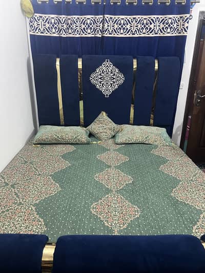 Luxury Velvet Double Bed – Excellent Condition