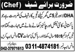 Chef / Cook Require for House