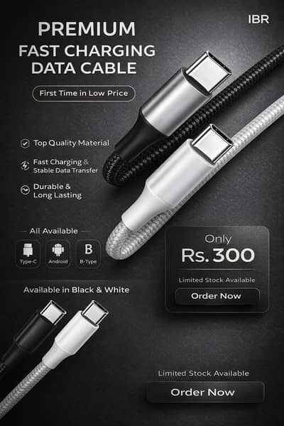 Premium Fast Charging Data Cable – Only Rs. 300! 