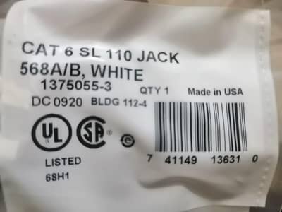AMP NET CONNECT CAT 6 SL 110 JACK 568 A / B ORIGINAL