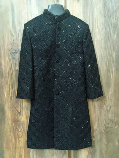 black sherwani with kula