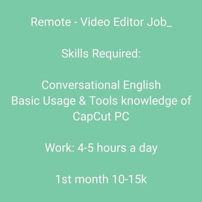 Remote - Video Editor Job