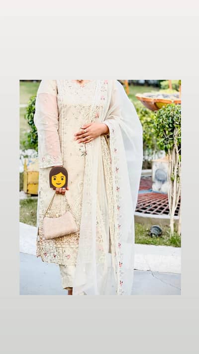 offwhite dress with full embroidery /party wear