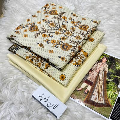 3pes embroided lawn duppatta suits with free delivery