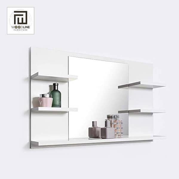 Bathroom Mirror with Shelves White Bathroom Mirror Wall Mirror Bathroom Mirror by Wood Line Furniture