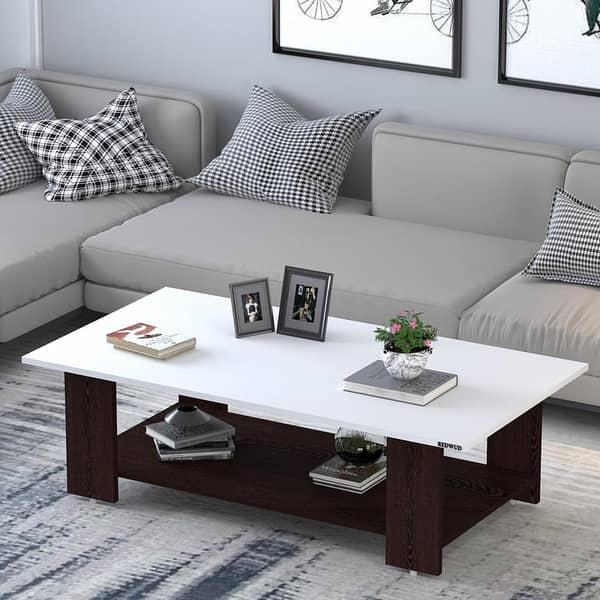 DIY Wood Coffee Table Centre Table (Finish Color - Wenge White, Do-It-Yourself))