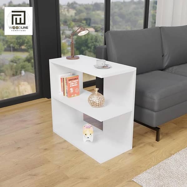 Modern DIY Side Table with Storage Shelf, Design Side Table End Table Coffee Table Living Room White