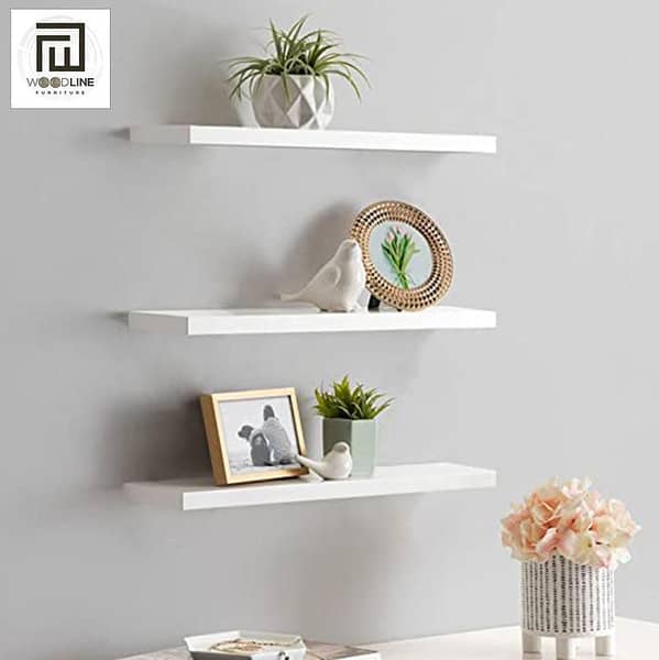 3 PCS Big Size Wall Floating Shelf DIY Mount Storage Book Display Rack Wooden by Wood Line Furniture