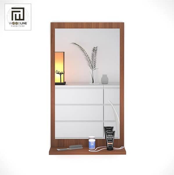 Elegant DIY Wooden Dressing Wall Mirrors Wall Hanging Dressing Mirrors with Shelf Decorative Wall Mirror/Dressing Table for Bedroom Living Room