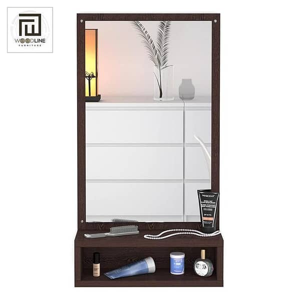 Wood Dressing Wall Mirrors/Wall Hanging Dressing Mirrors with Shelf/Decorative Wall Mirror/Dressing Table for Bedroom Living Room