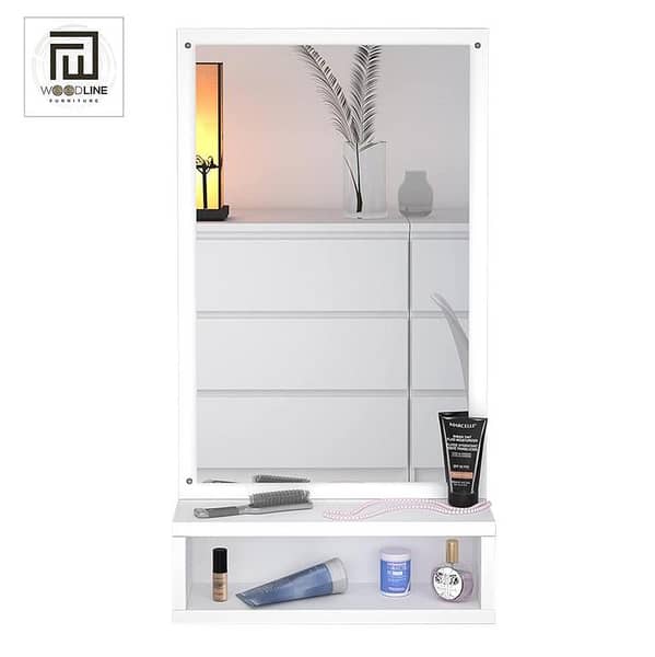 Wood Dressing Wall Mirrors/Wall Hanging Dressing Mirrors with Shelf/Decorative Wall Mirror/Dressing Table for Bedroom Living Room