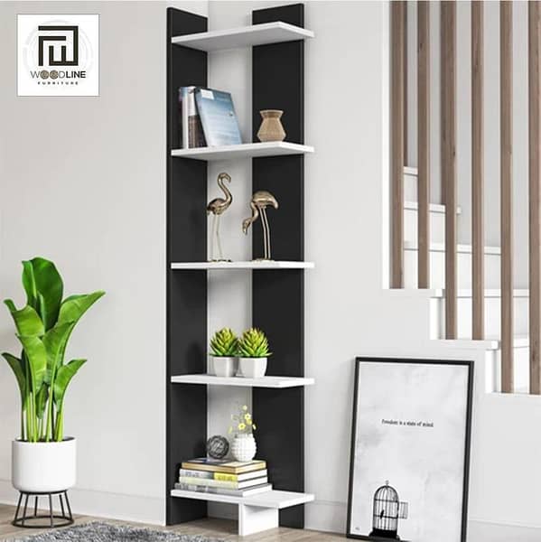 5-Shelf Modern Display Corner Unit Bookcase Bookshelf Shelving Unit  Bookcase Stand Wooden Shelves Storage