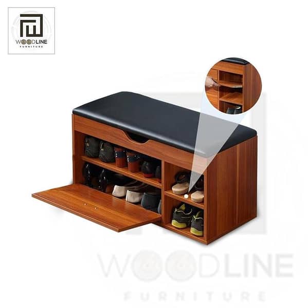 Shoe Organizer Rack with Cushion Seat for Hallways by Premium Quality