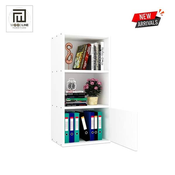 Wood Bookcase with Door Storage Cabinet - Almirah Cupboard