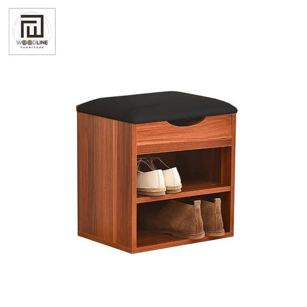 Wood Line Furniture Shoe Rack with Cushion Seat - High-Quality Organizer for Entrance Shoes