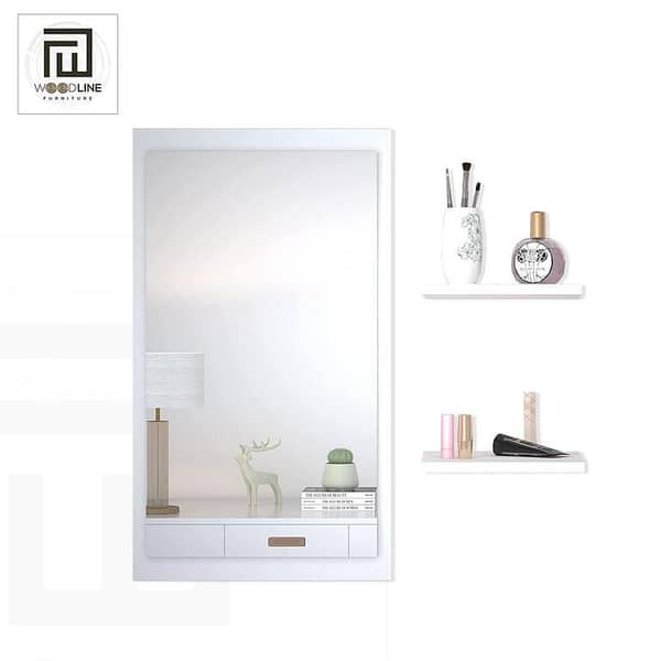 Fabulous DIY Wooden Dressing Wall Mirror With 2 Shelf Wall Hanging Dressing Mirrors with Shelf Decorative Wall Mirror/Dressing Table for Bedroom Living Room